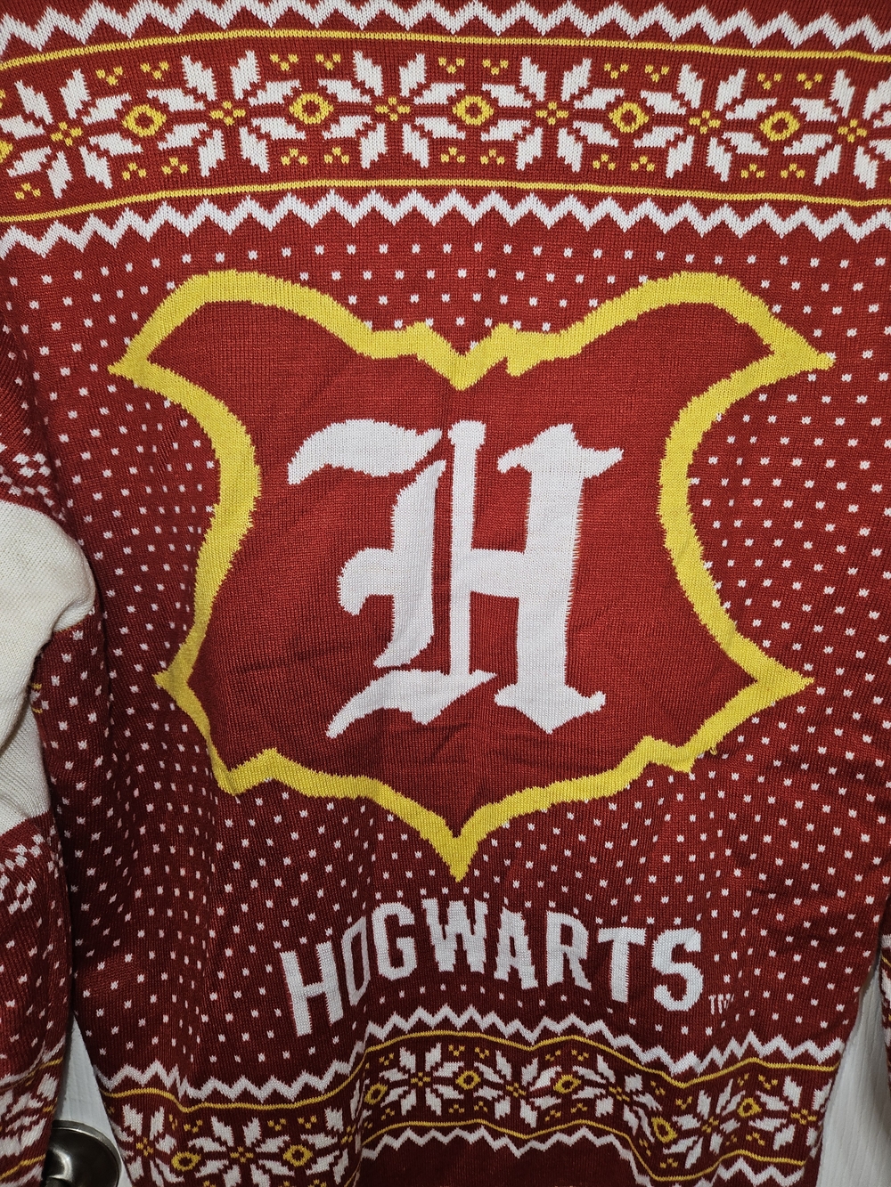 Red & Yellow Patterned Button-Up Cardigan Sweater - Picture 4 of 5